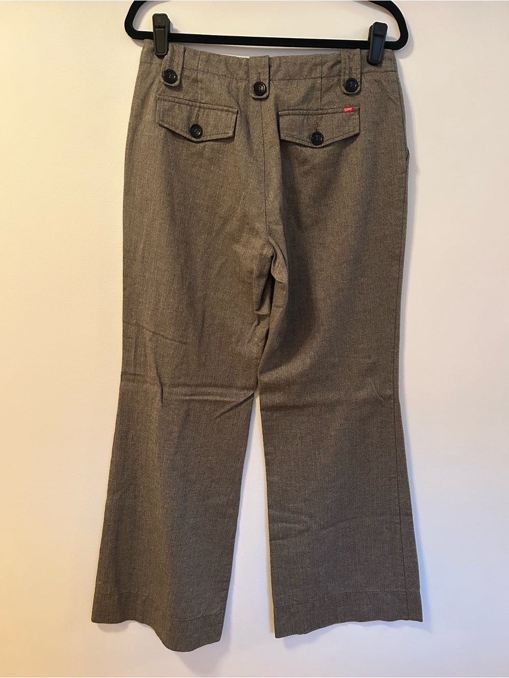 Y2K Esprit Woman’s 70s Flare Dress Pants, Brown and Black Herringbone - Picture 2 of 3